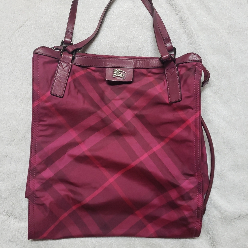 Burberry Large Nylon Buckleigh Packable Tote - Plum/Pink Nova Check